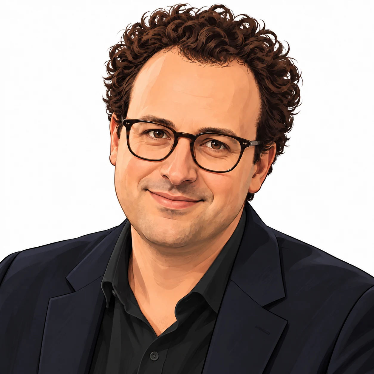 Illustrated portrait of Dario Amodei