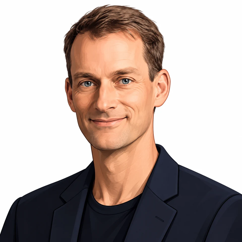 Illustrated portrait of Jeff Dean