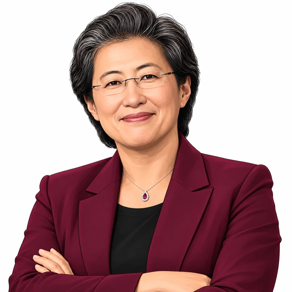 Illustrated portrait of Lisa Su