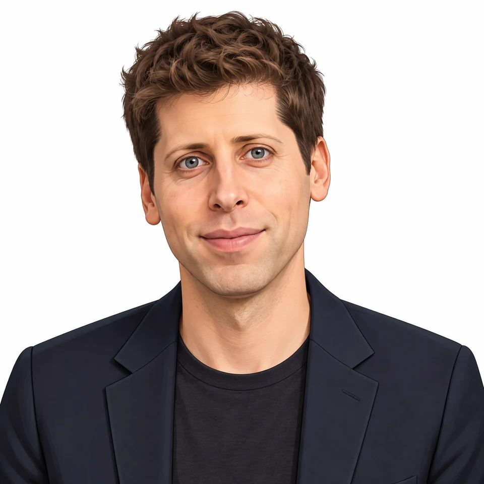 Illustrated portrait of Sam Altman